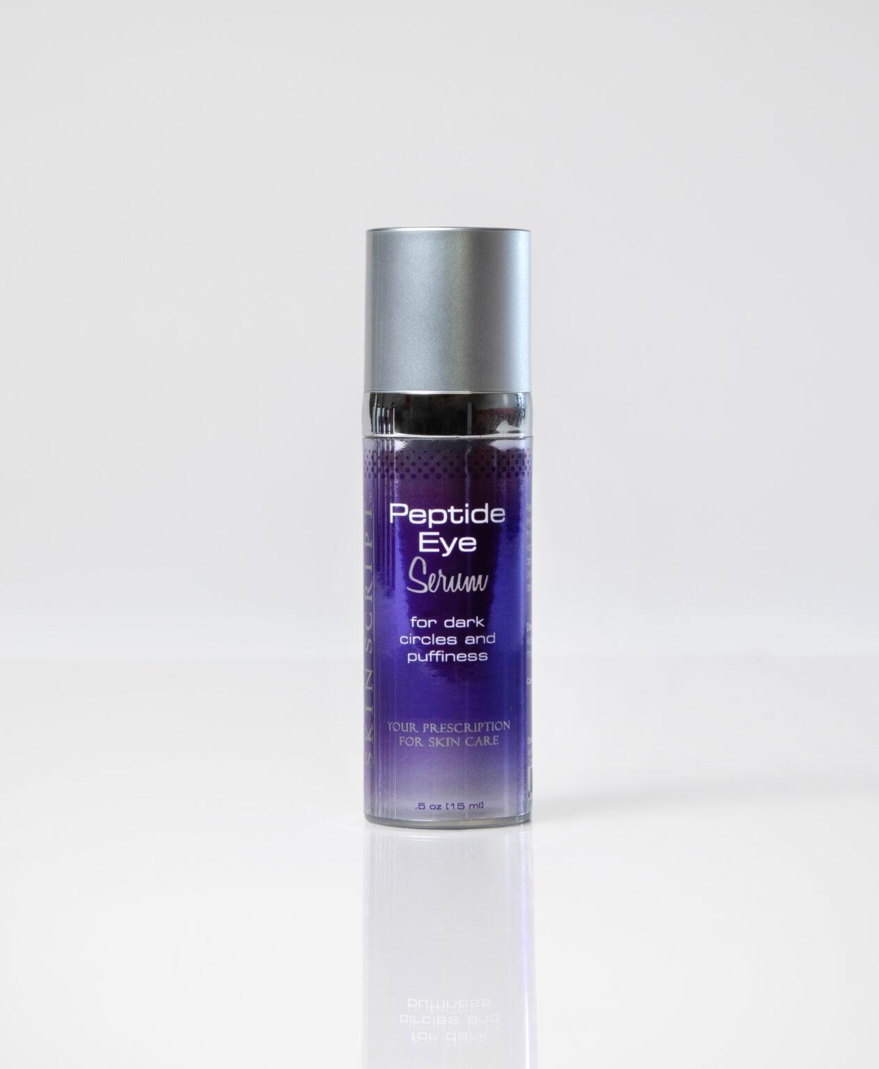 RoZ Aesthetics Peptide Eye Serum bottle for dark circles and puffiness on white background